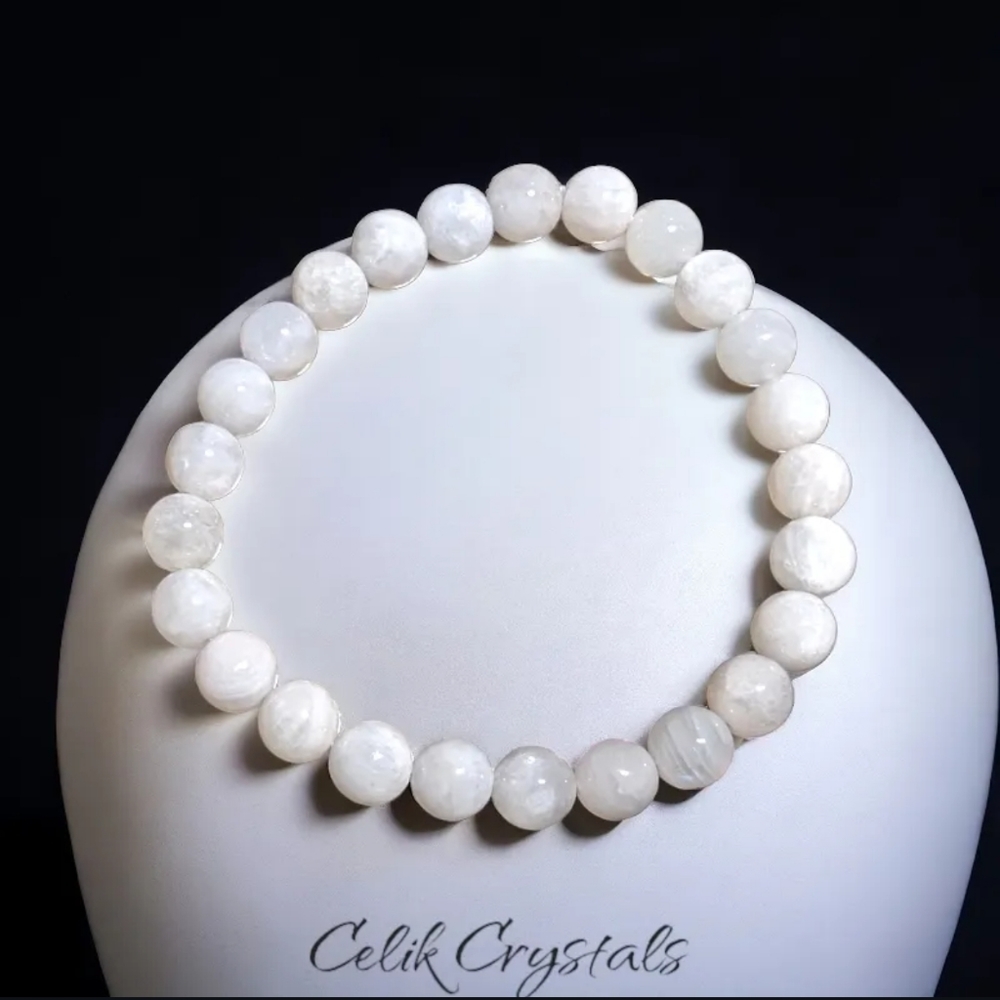 Moonstone Bracelet Rare Natural Stones 8mm Healing Bracelet Unisex